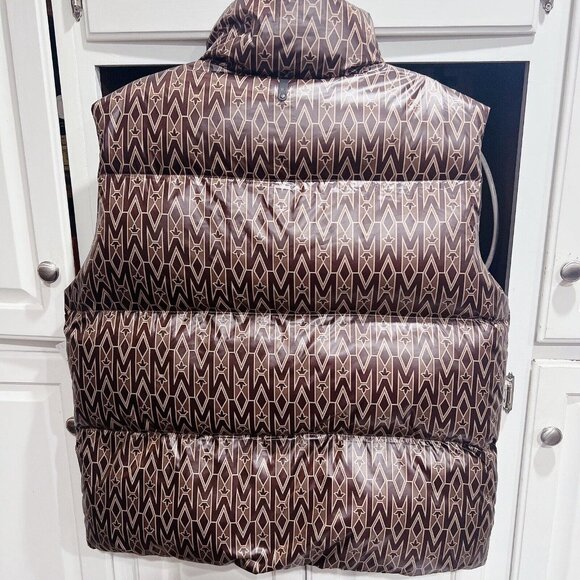 Mackage Coffee Kane MG Logo Monogram Print Quilted 800 Down Vest Mens Size 46 - Picture 4 of 8